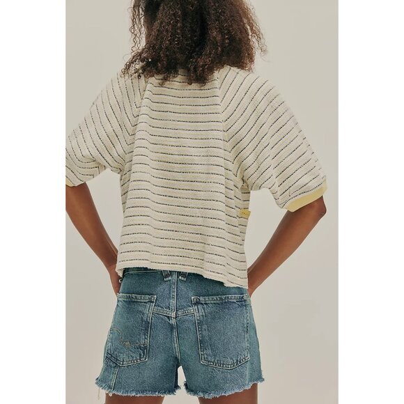 Free People Yellow and Cream Striped Hoodie - Picture 2 of 9